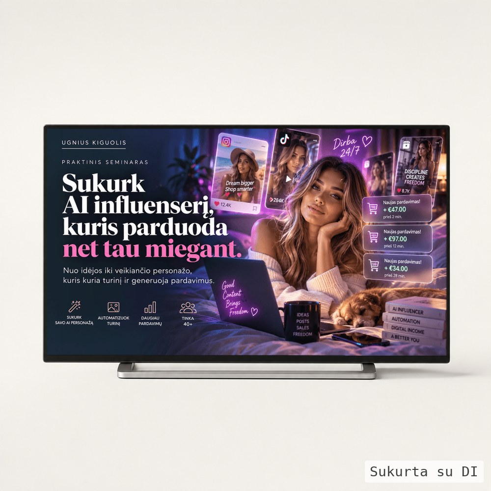 Sukurk savo AI influenserį, kuris parduoda net tau miegant